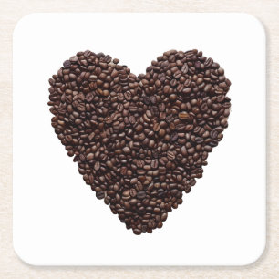 Posavasos Cuadrado De Papel Coffee Heart