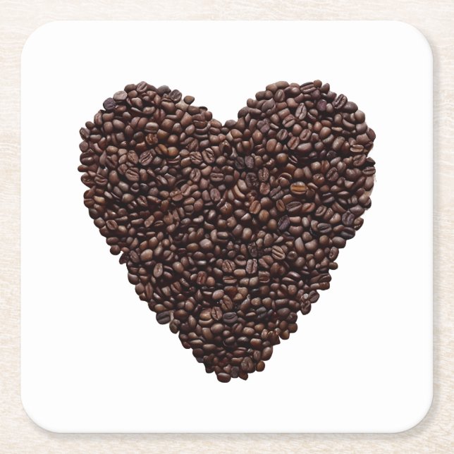 Posavasos Cuadrado De Papel Coffee Heart (Anverso)