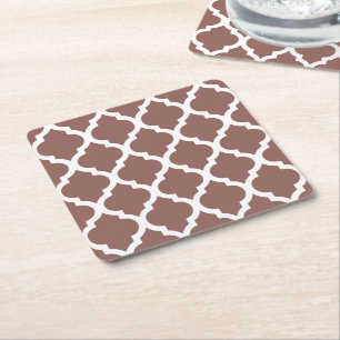 Posavasos Cuadrado De Papel Cognac Leather Brown Tile Marroquí