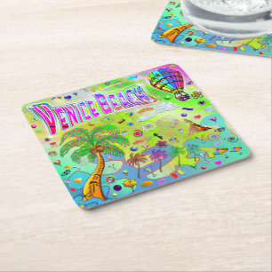 Posavasos Cuadrado De Papel Cojín de Venice Beach Melodía Atemporal