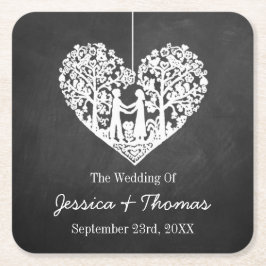 Posavasos Cuadrado De Papel Colección de Bodas de tablero de cuadros colgantes