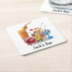 Posavasos Cuadrado De Papel Colección de cócteles para bar