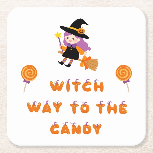 Posavasos Cuadrado De Papel ¡Colección de fiestas de Halloween! (Anverso)