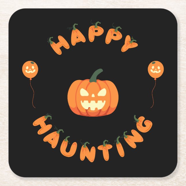 Posavasos Cuadrado De Papel ¡Colección de fiestas de Halloween! (Anverso)