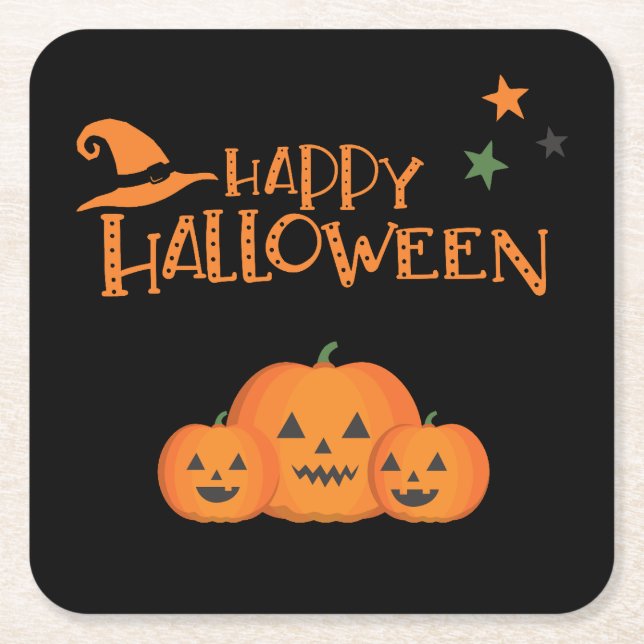 Posavasos Cuadrado De Papel ¡Colección de fiestas de Halloween! (Anverso)