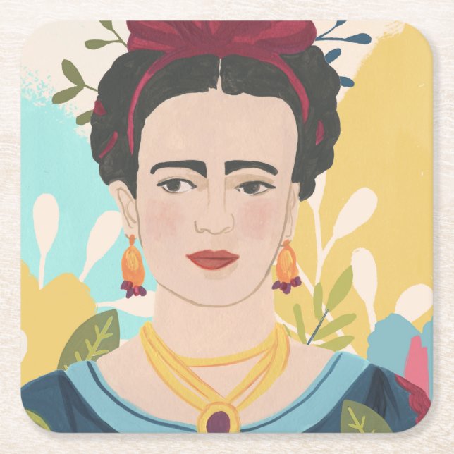 Posavasos Cuadrado De Papel Colección de jardines de Frida (Anverso)