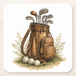 Posavasos Cuadrado De Papel Colección de palos de golf Fairway