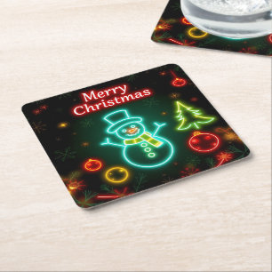 Posavasos Cuadrado De Papel Colección de vacaciones populares Neon navidades
