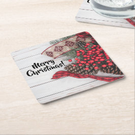 Posavasos Cuadrado De Papel Colección Pine & Holly