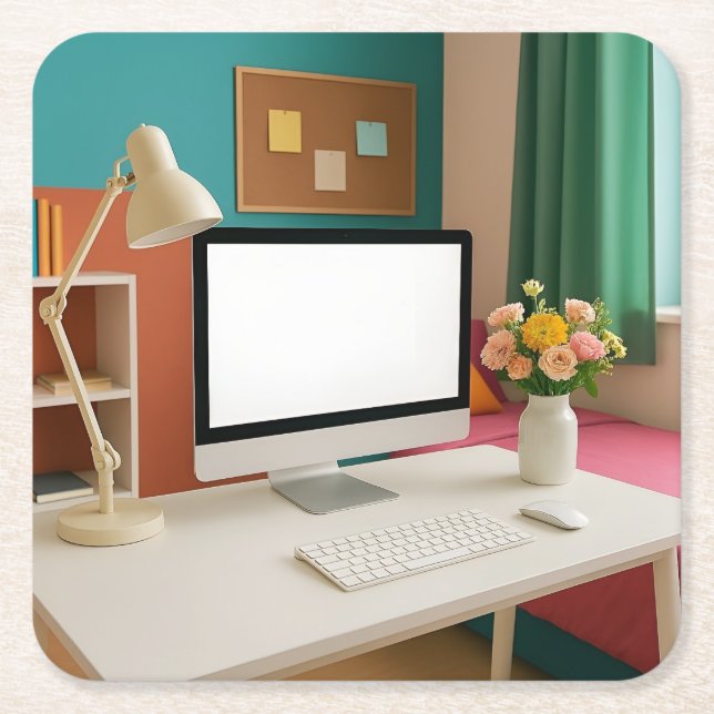 Posavasos Cuadrado De Papel Colegio de escoria de habitación para estudiantes (Anverso)