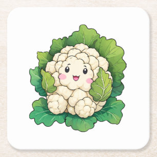 Posavasos Cuadrado De Papel Coliflor Kawaii