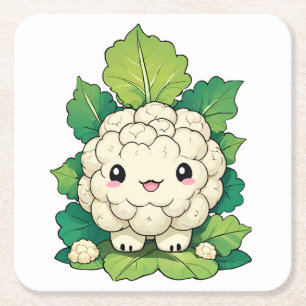 Posavasos Cuadrado De Papel Coliflor Kawaii