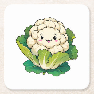 Posavasos Cuadrado De Papel Coliflor Kawaii