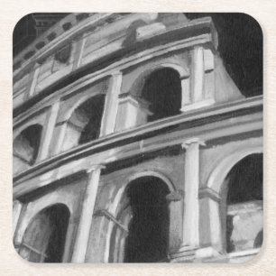 Posavasos Cuadrado De Papel Coliseo romano con dibujos arquitectónicos