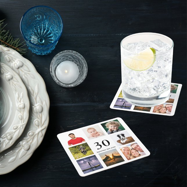 Posavasos Cuadrado De Papel Collage de fotos de fiestas de 30 años (Subido por el creador)