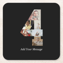 Posavasos Cuadrado De Papel Collage de fotos negro y blanco número 4