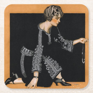 Posavasos Cuadrado De Papel Collar quebrado de la perla