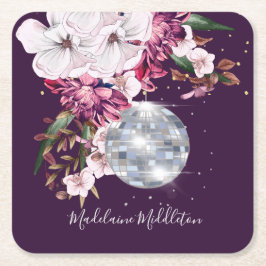 Posavasos Cuadrado De Papel Colocar el nombre de Escort Seating Disco Floral B