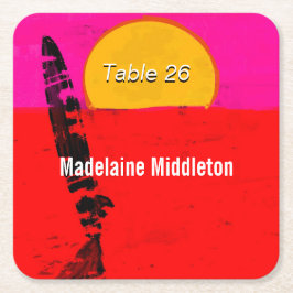 Posavasos Cuadrado De Papel Colocar el nombre de los asientos de la playa de v