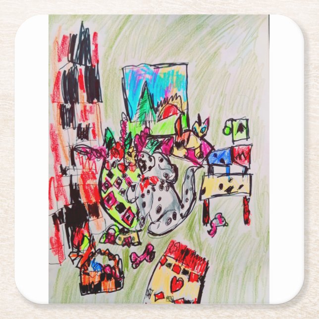 Posavasos Cuadrado De Papel Colocar en casa (Anverso)