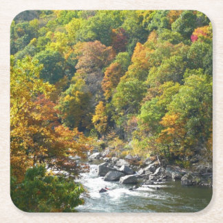 Posavasos Cuadrado De Papel Color de la caída en el Parque Estatal Ohiopyle