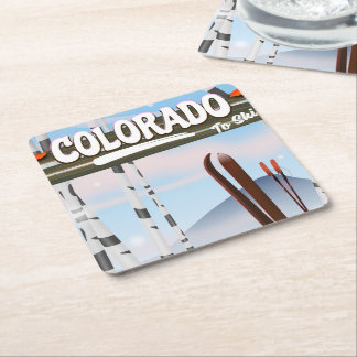 Posavasos Cuadrado De Papel ¡Colorado para esquiar!