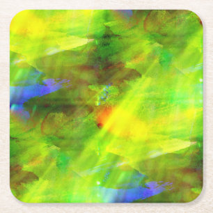 Posavasos Cuadrado De Papel coloree el verde inconsútil abstracto del fondo,