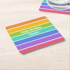 Posavasos Cuadrado De Papel Colores arcoiris fiestas personalizados