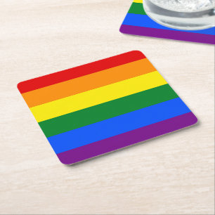 Posavasos Cuadrado De Papel COLORES DE BANDERA DE RAINBOW + tus ideas
