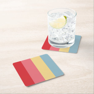 Posavasos Cuadrado De Papel Colores de caramelo con rayas verticales