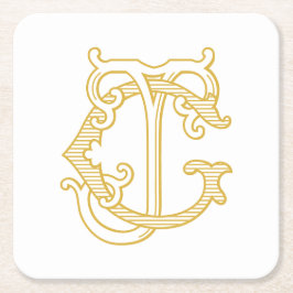 Posavasos Cuadrado De Papel Colores EDITABLES GJ Monograma JG Logotipo Astras