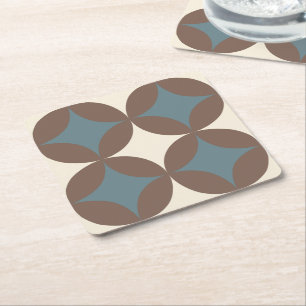 Posavasos Cuadrado De Papel Colores retro Círculos modernos de mediados del si