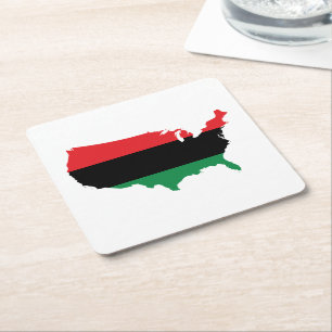Posavasos Cuadrado De Papel Colores rojos, negros y verdes de los afroamerican