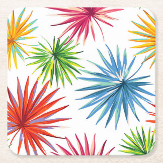 Posavasos Cuadrado De Papel Colorful Abstract Palm Burst