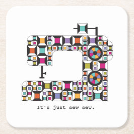 Posavasos Cuadrado De Papel Colorful Sewing Machine Quilt Pattern Coaster