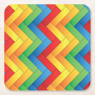 Posavasos Cuadrado De Papel Coloridas franjas Zig-Zag lado a lado