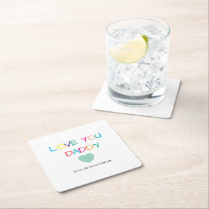 Posavasos Cuadrado De Papel Colorido "Ama Papi" - Regalo divertido y sincero
