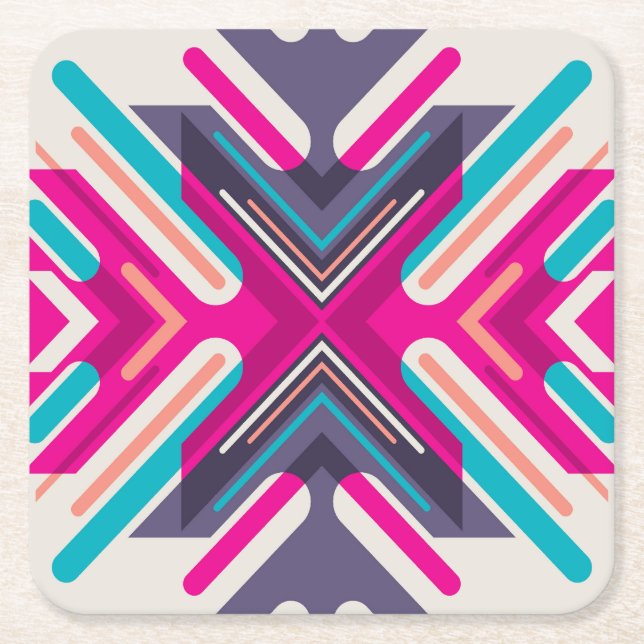 Posavasos Cuadrado De Papel Colorido estilo Sudoeste (Anverso)