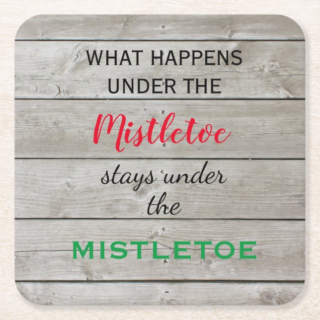 Posavasos Cuadrado De Papel Colorido Mistletoe Holiday (Anverso)