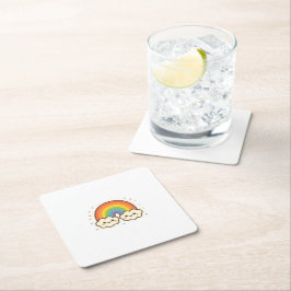 Posavasos Cuadrado De Papel Colorido orgullo arcoiris de Kawaii