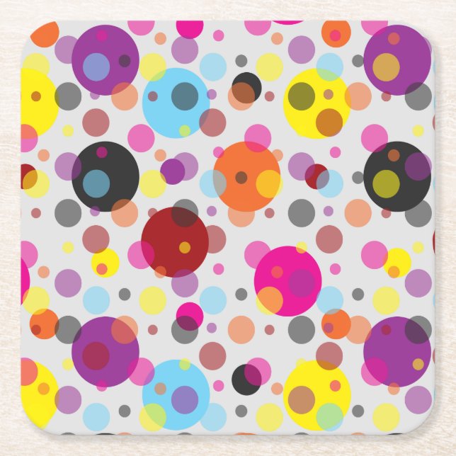 Posavasos Cuadrado De Papel Coloridos puntos de polka (Anverso)