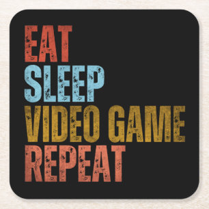POSAVASOS CUADRADO DE PAPEL COME JUEGA VIDEOJUEGOS DUERME REPITE