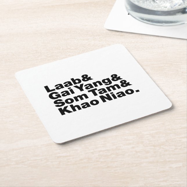 Posavasos Cuadrado De Papel Comida callejera tailandesa de Isaan (En perspectiva)