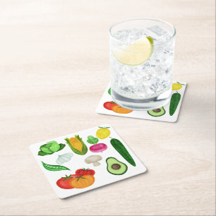 Posavasos Cuadrado De Papel Comidas Saludables