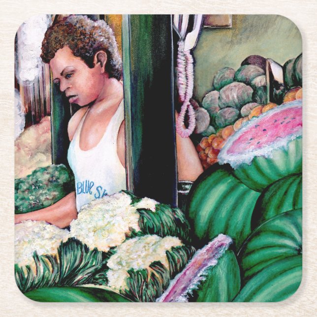 Posavasos Cuadrado De Papel ¿Cómo te gustan esos melones? (Anverso)