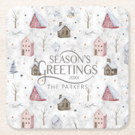 Posavasos Cuadrado De Papel Cómodo Navidades domésticos Pink ID985