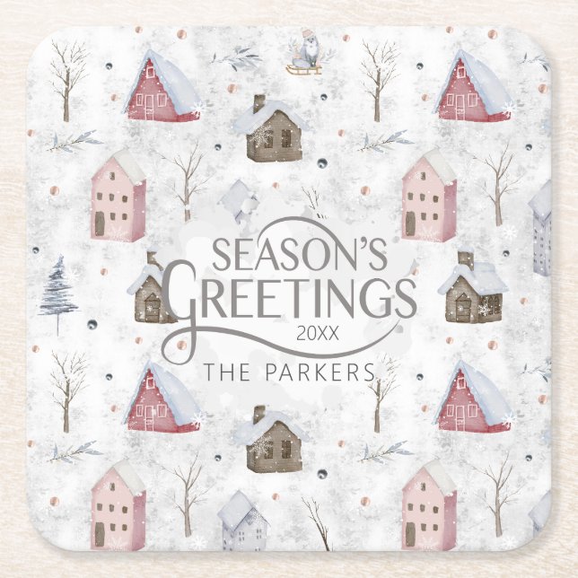 Posavasos Cuadrado De Papel Cómodo Navidades domésticos Pink ID985 (Anverso)