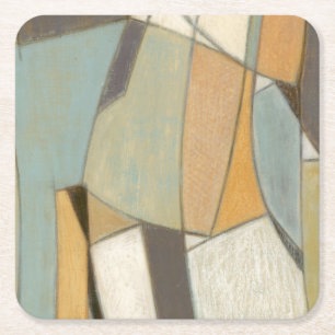 Posavasos Cuadrado De Papel Composición abstracta con colores silenciados