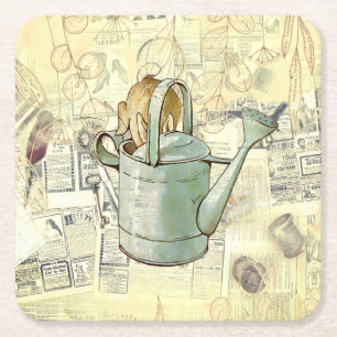 Posavasos Cuadrado De Papel composición de conejo de peter