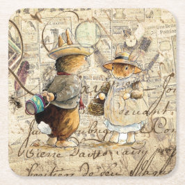 Posavasos Cuadrado De Papel composición de conejo de peter